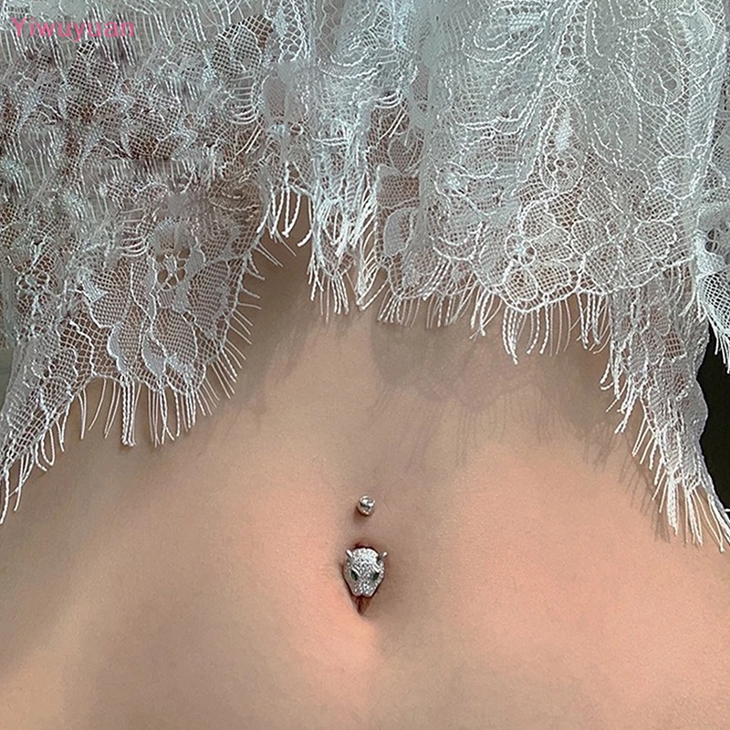 Khuyên Rốn Họa Tiết Da Báo Đính Đá Zircon Helix Thời Trang Mới