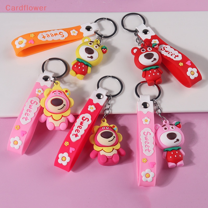 Móc Khóa Hình Gấu Dâu Tây 3D Bằng PVC Mềm Dễ Thương