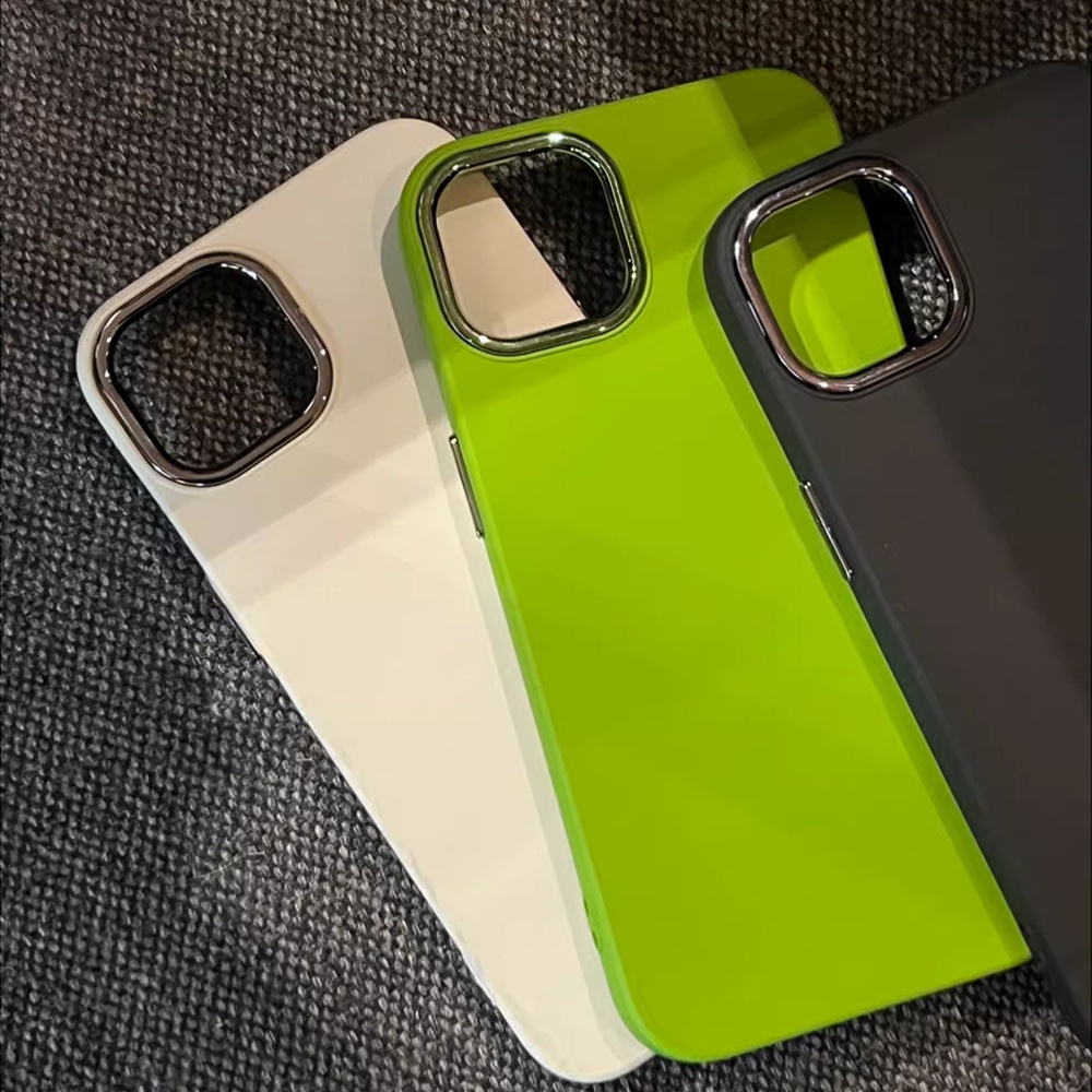 Ốp Điện Thoại Chống Sốc Màu Trơn Viền Kim Loại Cho IPhone 14 13 12 11 Pro Max X XR 8 7 Plus