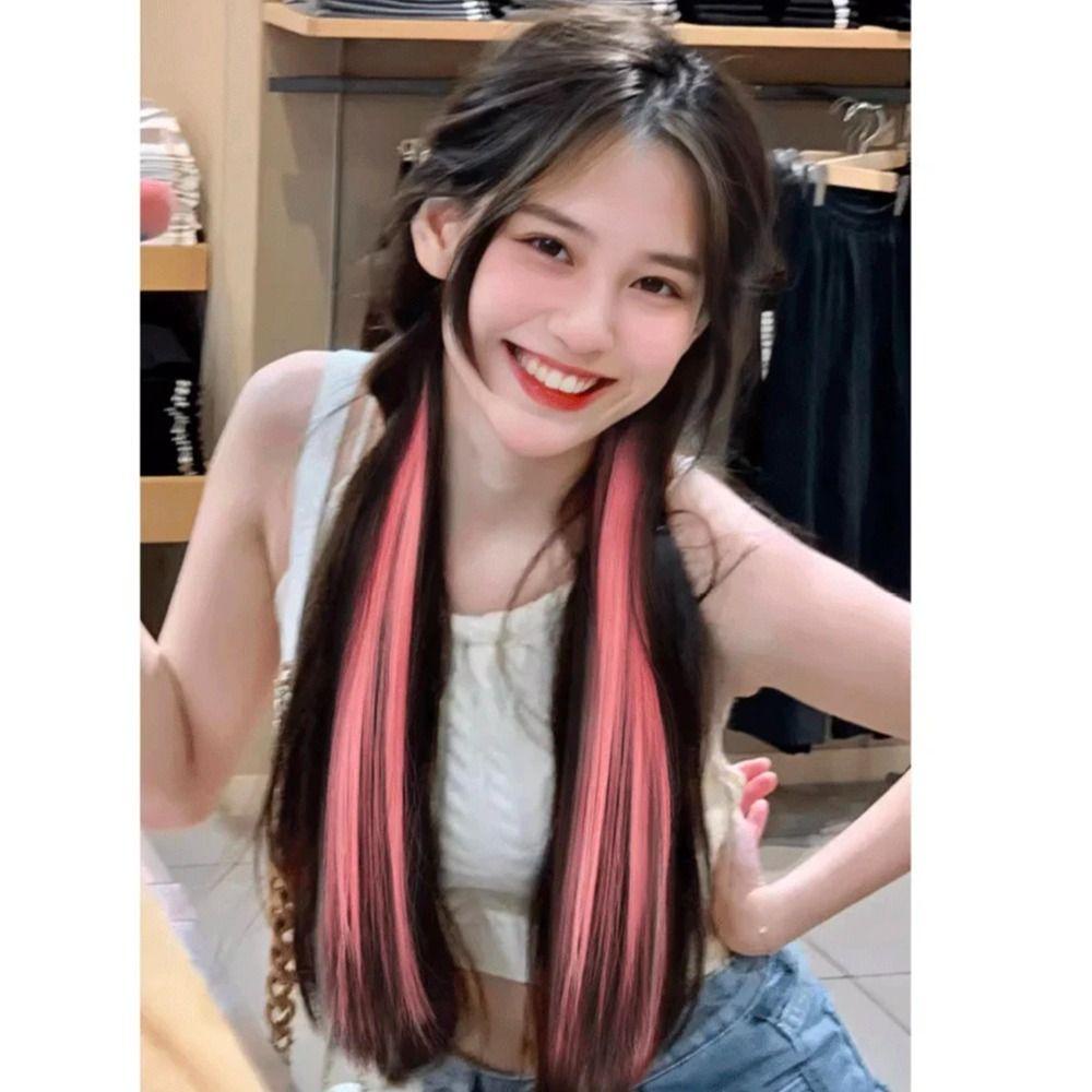 Bộ Tóc Giả Dài Thẳng Tự Nhiên Cách Nhiệt Dễ Thương Cho Nữ