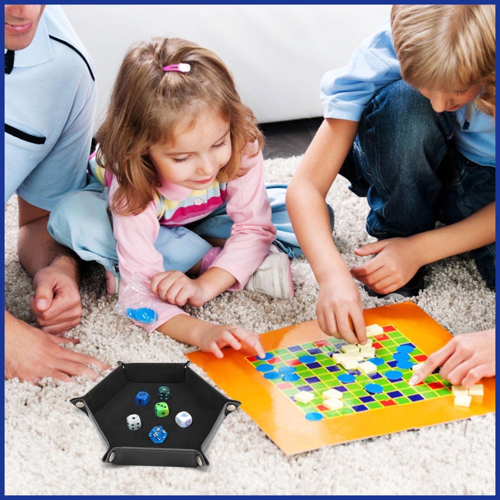 Khay Cuộn Bằng Da PU Hình Lục Giác Đựng Đồ Chơi Cho Gia Đình