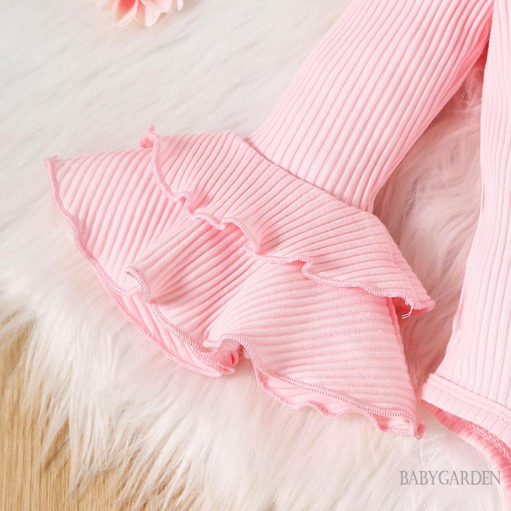 Set Áo Liền Quần / Quần Dài Ống Loe In Hoa Màu Sắc Xinh Xắn Cho Bé Gái 0-18 Tháng Tuổi