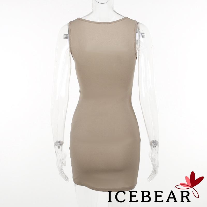 Đầm Mini Không Tay Cổ Vuông Màu Sắc Tương Phản Thời Trang Mùa Hè Cho Nữ