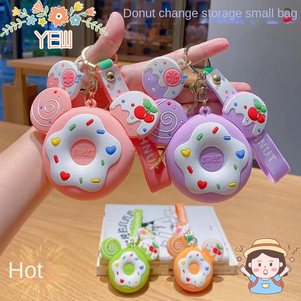 Ví Đựng Tiền Xu / Thẻ / Tai Nghe Hình Bánh Donut Bằng Silicon Tiện Dụng