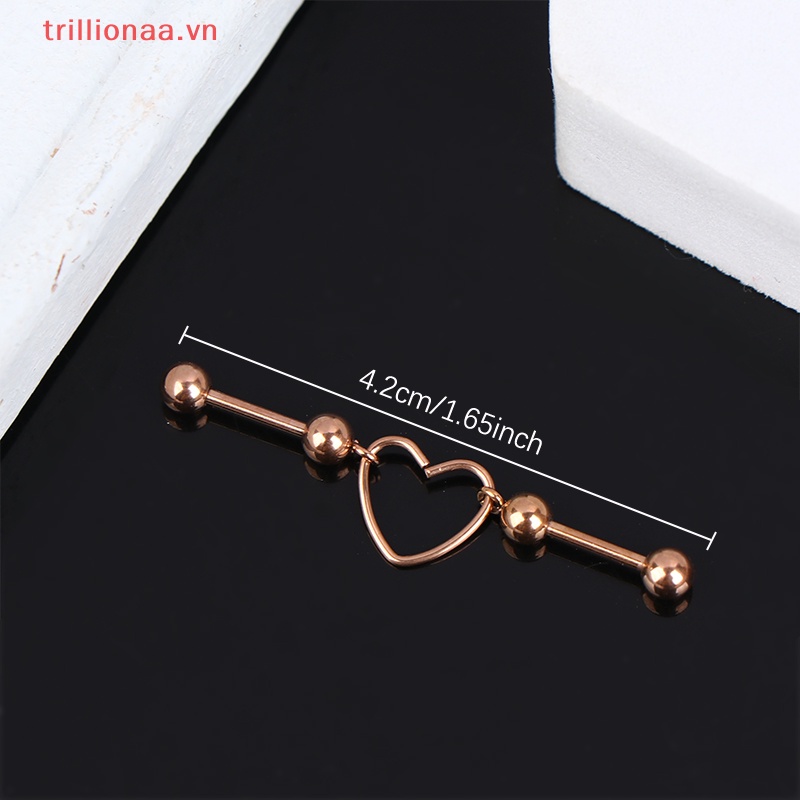 Bông Tai Dây Xích Bằng Thép Không Gỉ Hình Trái Tim Phong Cách Punk Cho Nữ