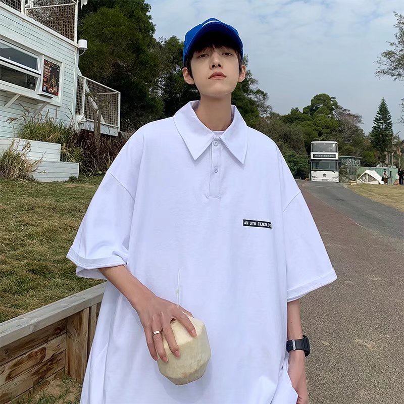 Áo Polo Cổ Bẻ Kiểu Hàn Quốc Nam, Màu Sắc Đơn Giản, Chất Liệu Cotton Thoáng Mát, Phong Cách Vintage Và Nghệ Thuật. Mẫu Áo Mới Cho Mùa Hè Này