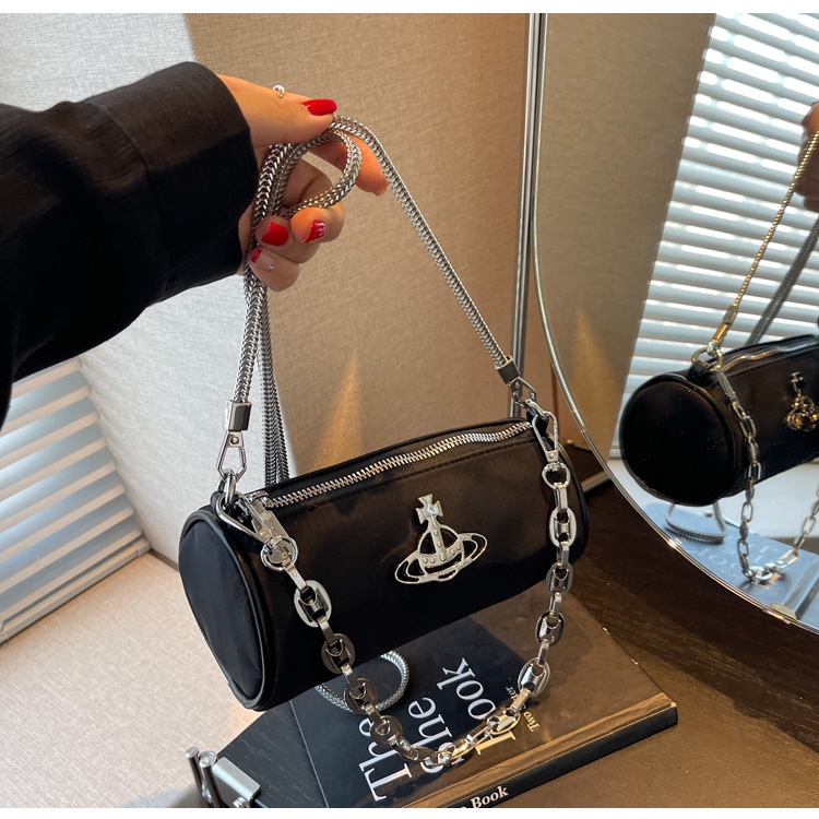 Túi Đeo Vai Vải Oxford Phối Dây Xích Kim Loại Thời Trang Cho Nữ