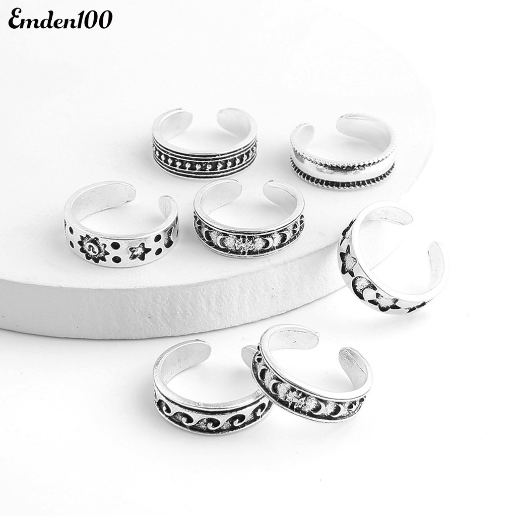 Set 7 Nhẫn Ngón Chân Hình Mặt Trăng Ngôi Sao Thời Trang