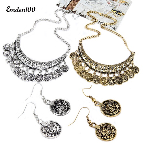 Bộ Vòng cổ + Bông Tai Thời Trang Vintage Cho Nữ