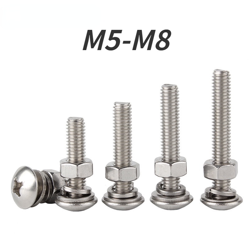 Bộ Ốc Vít Đầu Tròn Bằng Thép Không Gỉ 304 M5 / M6 / M8 Chuyên Dụng