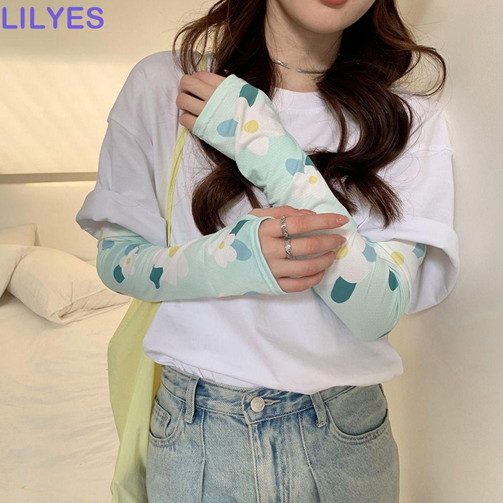 Găng Tay Lái Xe Mỏng Nhẹ In Họa Tiết Hoa Dễ Thương Chống Tia UV Thời Trang Mùa Hè Cho Nữ