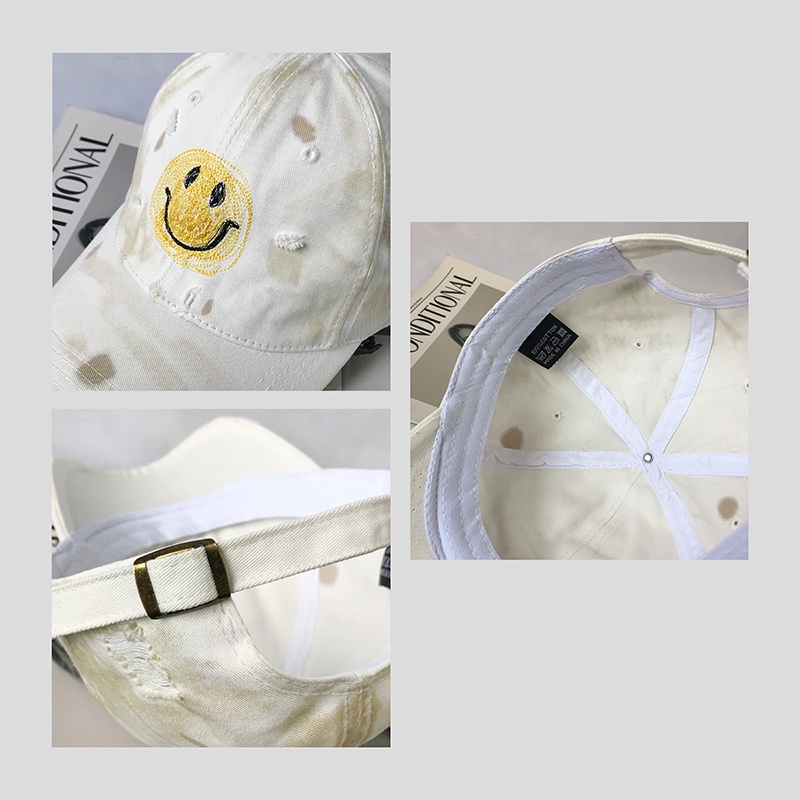 Mũ Lưỡi Trai Mềm Họa Tiết Mặt Cười Graffiti Phong Cách Hàn Quốc Cổ Điển Thời Trang Cho Nam Và Nữ