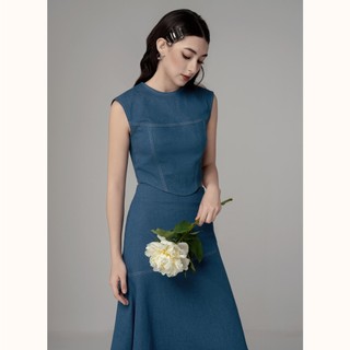 COLLIDE - Eugene set - Set áo croptop dáng corset và chân váy midi denim