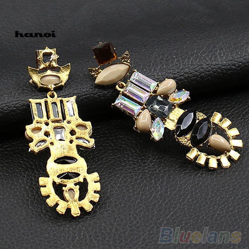 Đôi Khuyên Tai Dài Đính Đá Phong Cách Retro Thời Trang Cho Nữ