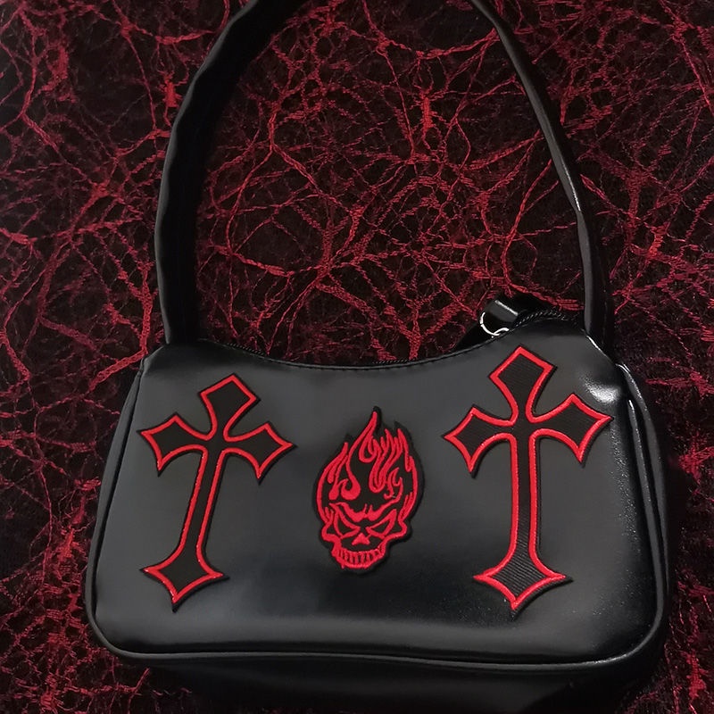 Túi Xách Đeo Dưới Cánh Tay Y2k Hình Đầu Lâu Phong Cách Gothic Punk Cho Nữ