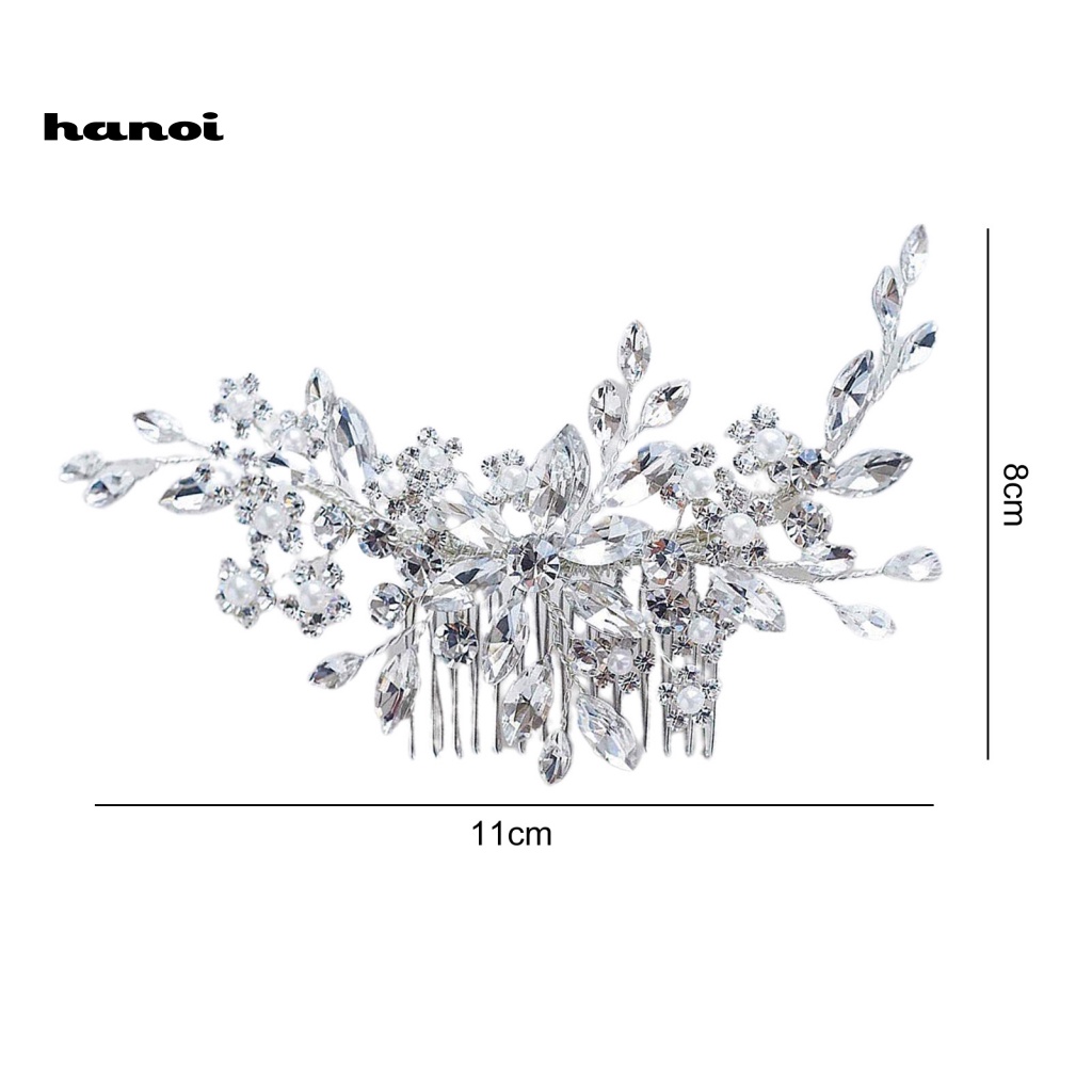 Lược Cài Tóc Hình Hoa Đính Đá Xinh Xắn Cho Cô Dâu