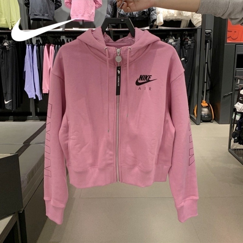 Áo Khoác Thể Thao Nike 100% Chính Hãng Có Mũ Trùm Dáng Ngắn Chất Liệu Dệt Kim Dày Dặn Phong Cách Retro