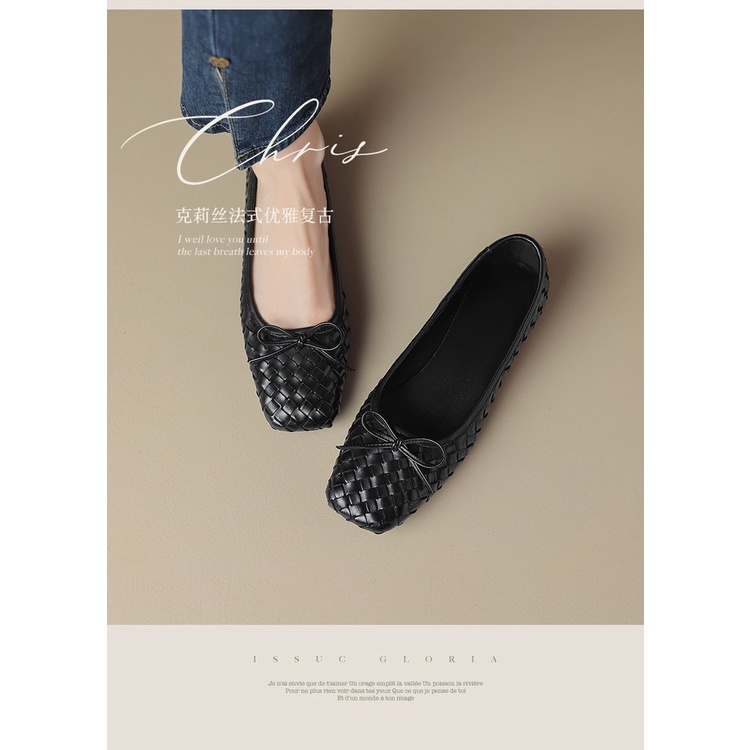 Giày Búp Bê Đế Bằng Mũi Vuông Thời Trang Cho Nữ Size 35-40