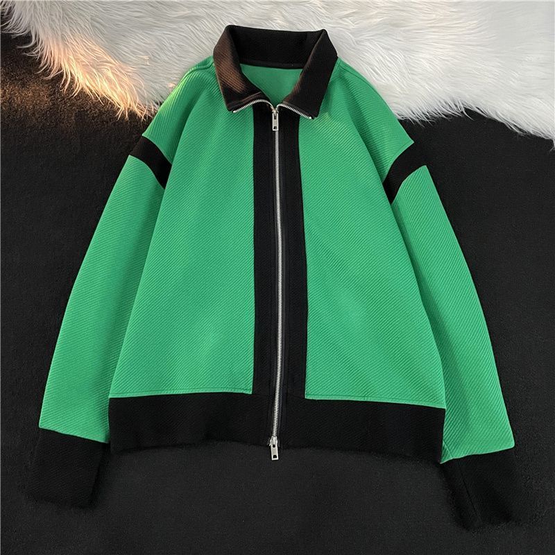 Áo Khoác Tay Dài Dáng Rộng Màu Sắc Tương Phản Phong Cách Nhật Bản Cho Nam Giới