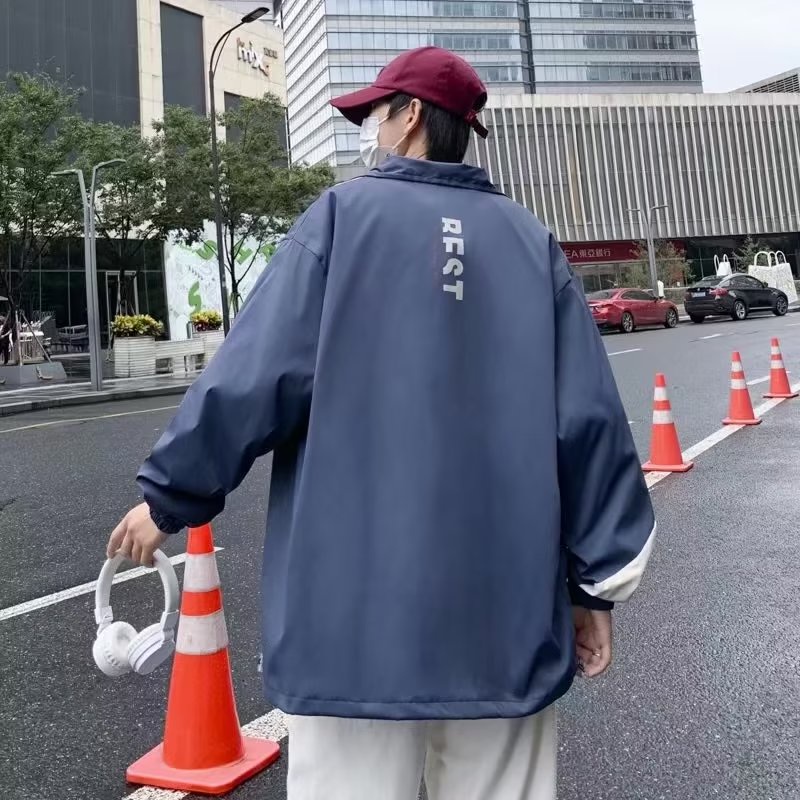 Áo khoác kaki nam thời trang hàn quốc cotton áo khoác dây kéo  loose simple retro unisex jacket bigsize thể thao dây kéo áo khoác 2 lớp