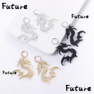 Khuyên Tai Acrylic Mặt Hình Rồng Cá Tính Cho Nam Nữ