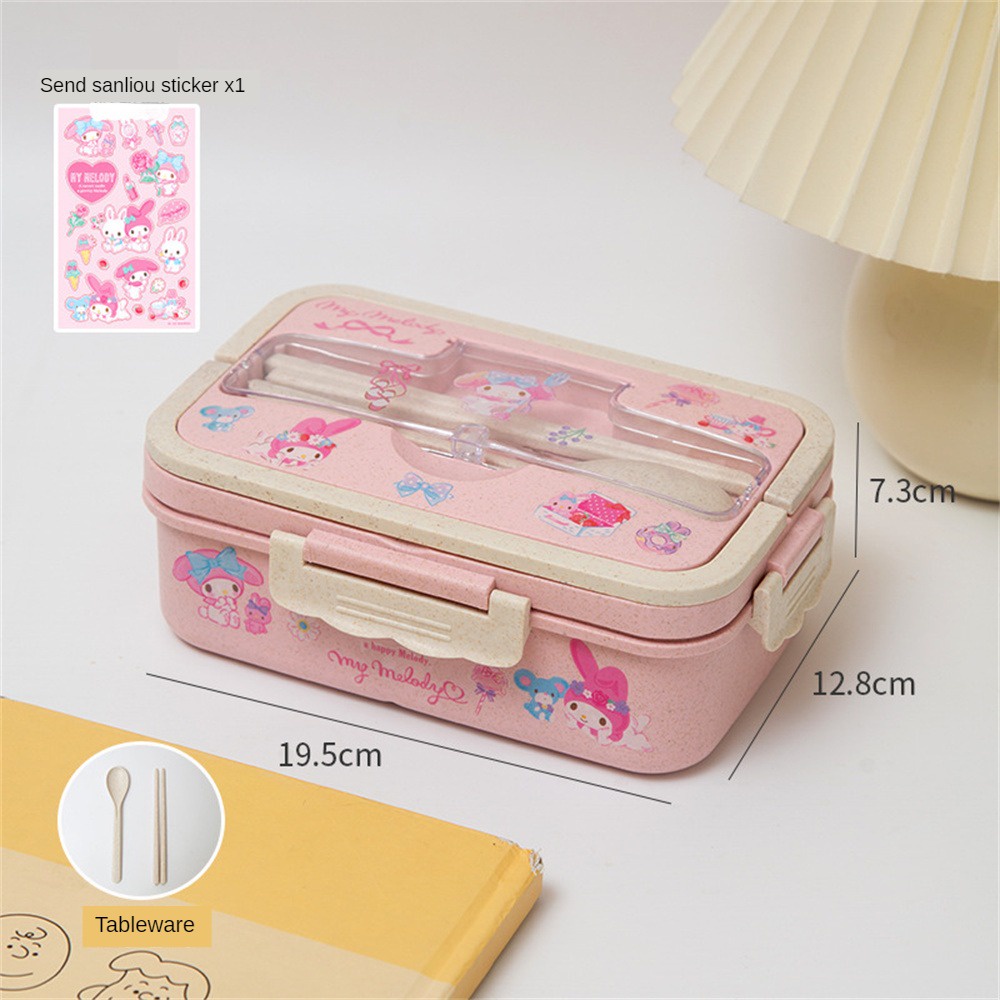 Phim Hoạt Hình Sanrio Kuromi Giai Điệu Cinnamonroll Hộp Bento Với Bộ Đồ Ăn Văn Phòng Học Sinh Ngăn Bát Cơm Kèm Dao Kéo -top3C01