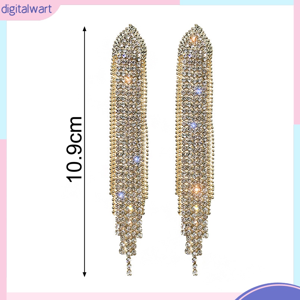 1 Đôi Bông Tai Tua Rua Đính Đá Lấp Lánh Dễ Phối Đồ Thời Trang Cho Nữ