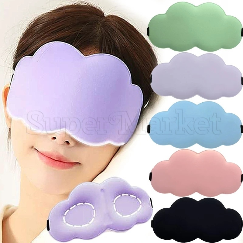 Mặt Nạ Che Mắt Ngủ Bằng Lụa Lạnh Thoáng Khí Họa Tiết Đám Mây 3D