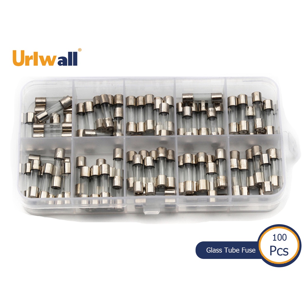 Urlwall Set 100 Cầu Chì Thủy Tinh 0.2 / 0.3 / 0.5 / 0.75 / 1 / 1.5 / 2 / 2.5 / 3A 250V 5x20mm Chuyên Dụng