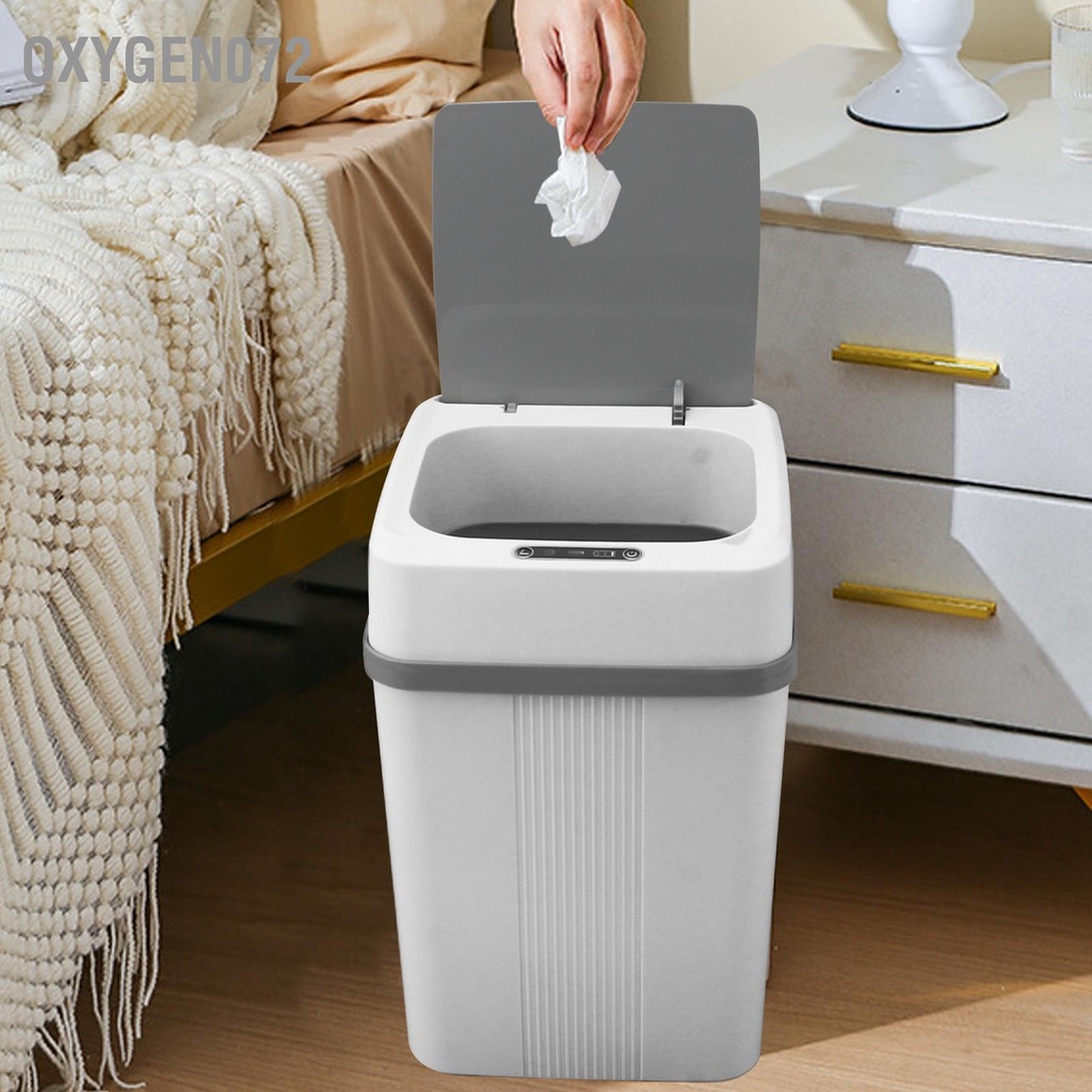 Oxygen072 Cảm Biến Chuyển Động Thùng Rác Thông Minh Chống Nước Tự Có Nắp Cho Phòng Ngủ Tắm Nhà Bếp Văn 12L
