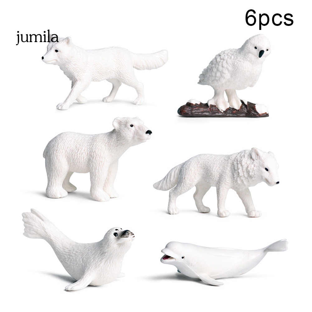 Bộ 6 Mô Hình Đồ Chơi Hình Chim Cánh Cụt / Gấu / Chim Cánh Cụt / Cá Heo / Chó Sói /