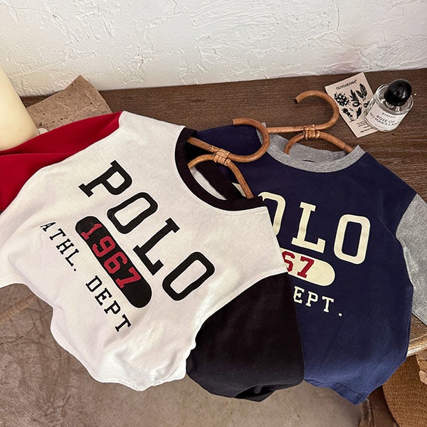 ♕ Thời Trung Niên Trẻ Em ♕Áo Thun cotton Tay Dài In Chữ Màu Sắc Tương Phản Phong Cách Hàn Quốc Thời Trang Xuân Thu Dành Cho Trẻ Em