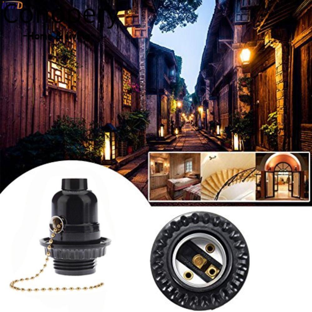 Conopery Đuôi Đèn Bakelite E27 250V Có Công Tắc Kéo Bằng Nhựa Màu Đen