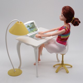 Bộ 4 mô hình bàn ghế máy tính 30cm trang trí cho nhà búp bê