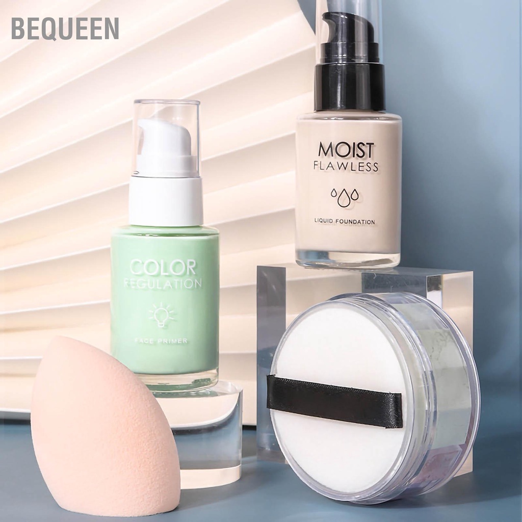 Bequeen Có hàng sẵn Bộ Phấn Nền BB Cream Foundation Dạng Bột Lỏng Beauty Egg Dưỡng Ẩm Che Phủ Toàn Diện Khuyết Điểm Cho Lớp Trang