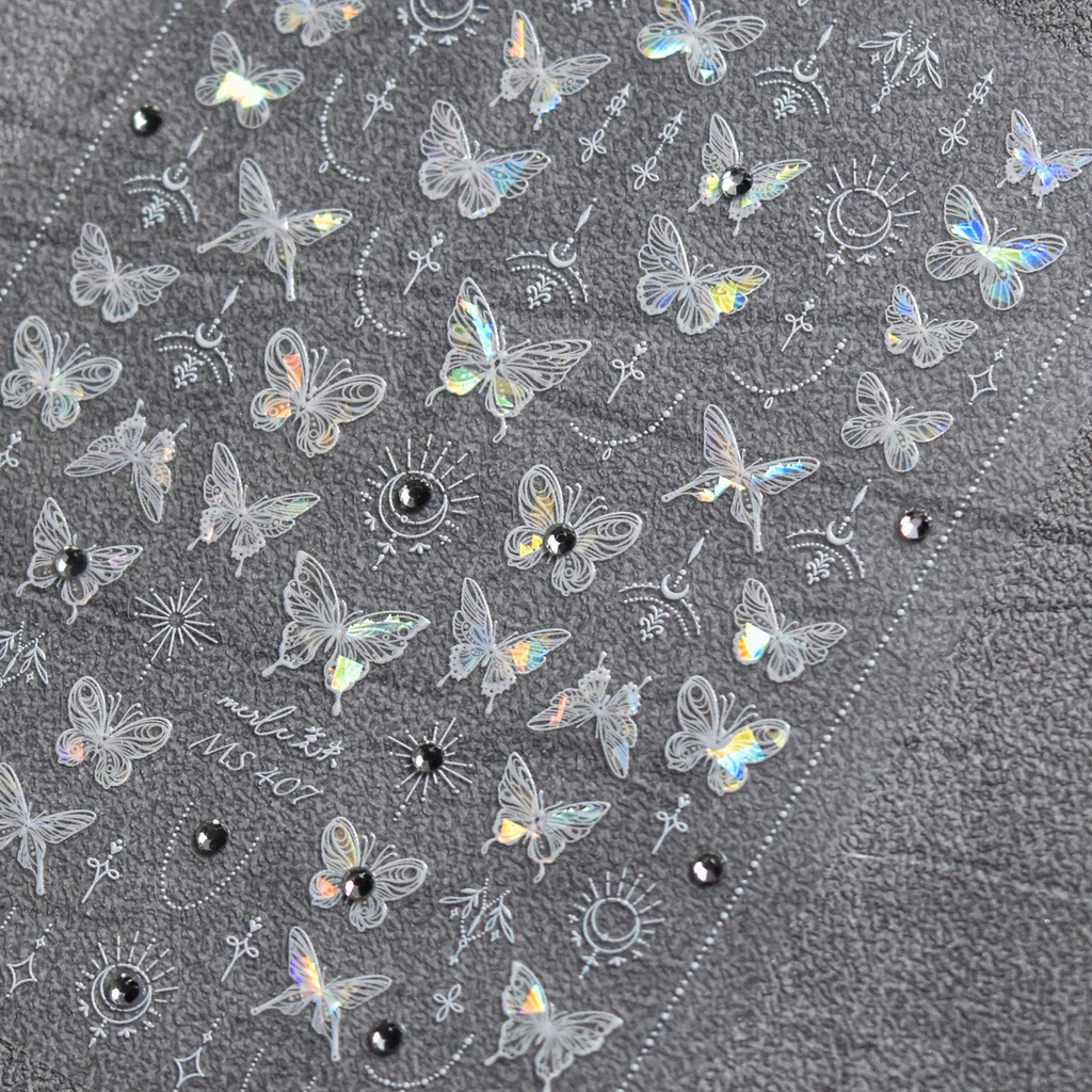 Tomoni Miếng Dán Trang Trí Móng Tay ms403 Hình Bướm Đính Đá Xinh Xắn