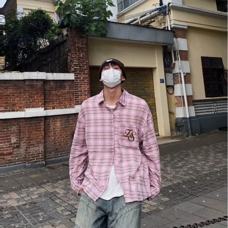 Áo Sơ Mi Nam Ca Rô Dài Tay Cổ Bẻ Thời Trang