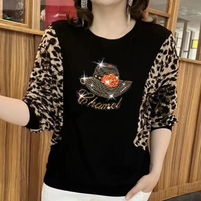 Áo Thun Tay Dài Cổ Tròn Dáng Rộng Thời Trang Mùa Thu Cho Phụ Nữ Trung Niên