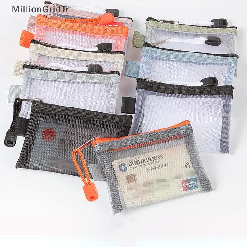 Mlg mini trong suốt nylon lưới túi đựng thẻ tín dụng id thẻ tổ chức ví tiền xu di động môi tai nghe đường dây dữ liệu túi lưu trữ chính jr