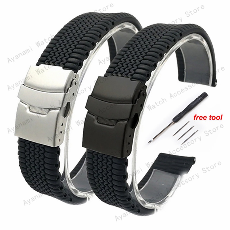 Dây đeo đồng hồ silicon 20mm 22mm 24mm dây đeo bằng cao su mềm dây đeo đồng hồ thể thao không thấm nước vòng đeo tay cho phụ nữ nam giới dây đeo tay đa năng với khóa gấp