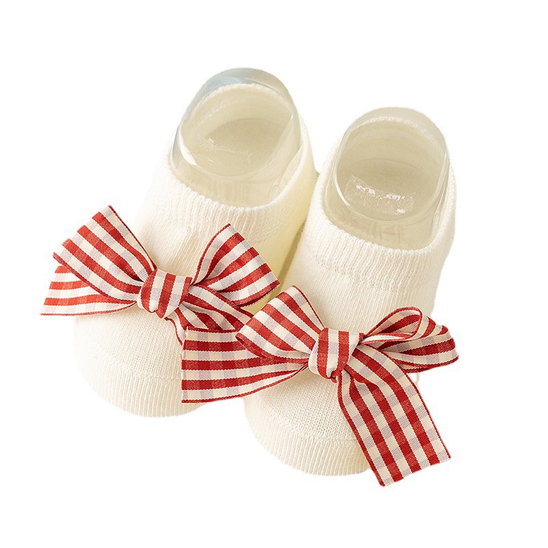 Dễ Thương Vớ Mỏng Thoáng Khí Chống Trượt Đính Nơ Hoa Xinh Xắn Cho Bé Gái