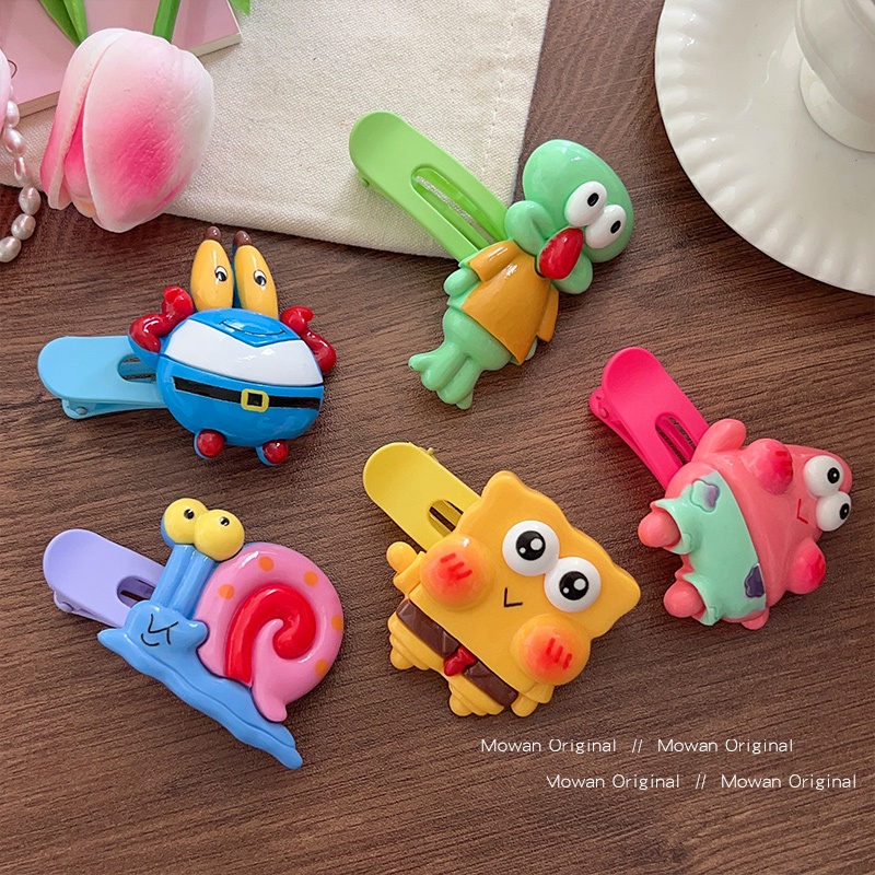 Spongebob squarepants phim hoạt hình kẹp tóc cô gái dễ thương tóc gãy tóc mái kẹp phụ kiện tóc thời trang