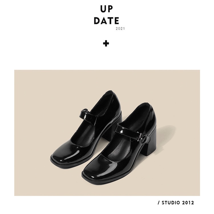 Giày Cao Gót 7cm Mũi Vuông Phong Cách lolita Anh Quốc