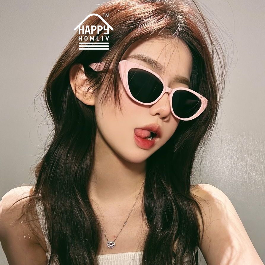 HAPPY HOMLIV Kính Mát Mắt Mèo Đen Phong Cách Retro Cho Nữ