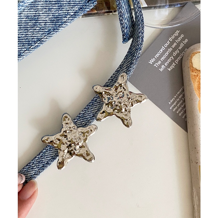 Kẹp tóc starfish kim loại bạc ngôi sao kẹp bên