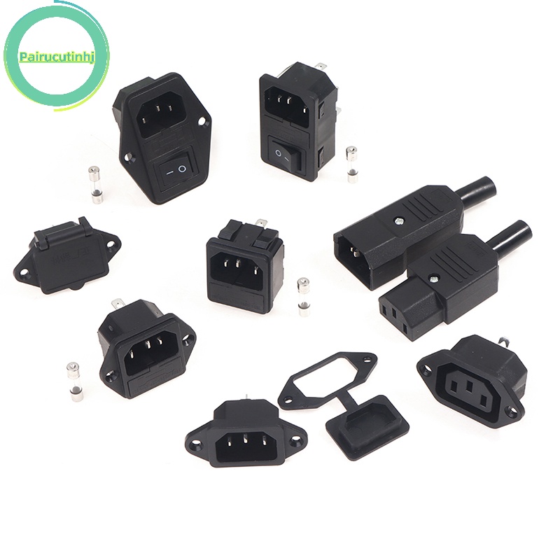 Pairhj black ac male plug female plug đầu nối nguồn mong muốn 3 pin socket vn