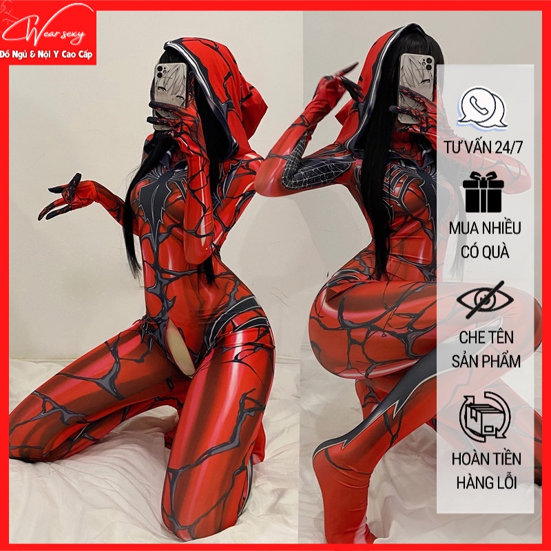 Bộ Đồ Lót Liền Thân Hóa Trang Người Nhện Siêu Gợi Cảm Đỏ [CWEAR.SEXY]
