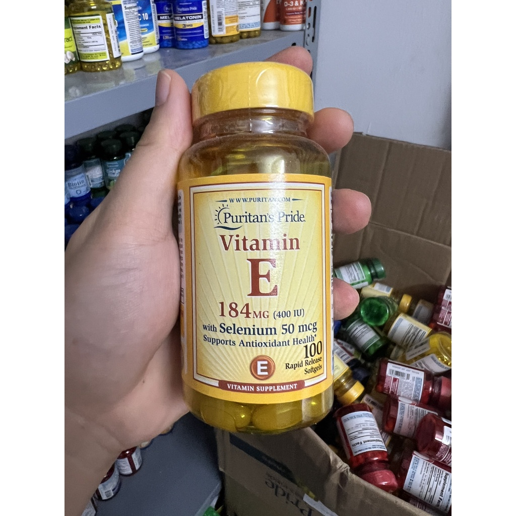 Viên Uống Đẹp Da Vitamin E 184mg With Selenium 50mg Puritan's Pride của Mỹ