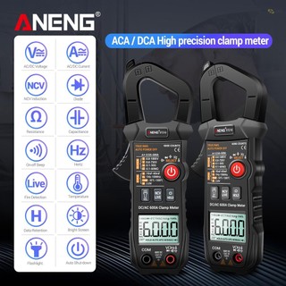 [ready Stock] aneng digital clamp meter ac / dc current clamp true-rms multimeter auto-ranging multi tester with amp volt ohm resistance capacitance continuity diode nhiệt độ tần số