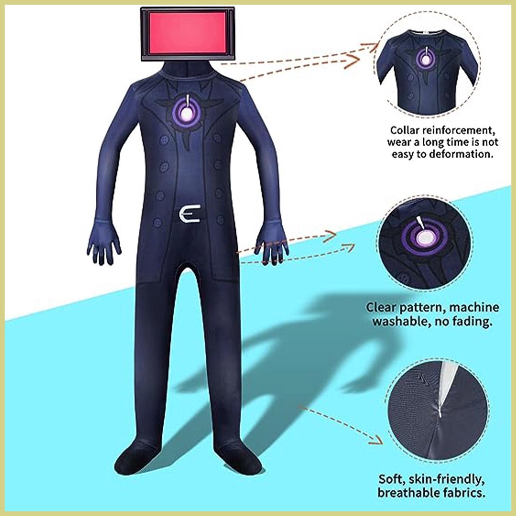 Skibidi toilet tv man cosplay bodysuit / titan cameraman trang phục cho trẻ em  aseavn